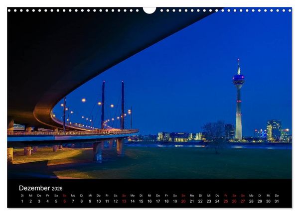 Produktbild: D&uuml;sseldorf - Ansichten am Abend (Wandkalender 2026 DIN A3 quer), CALVENDO Monatskalender