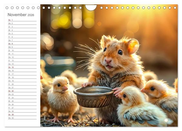 Produktbild: Hamsterhausen - Ein Hamster und seine tierischen Freunde (Wandkalender 2026 DIN A4 quer), CALVENDO Monatskalender
