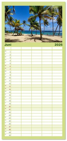 Produktbild: Familienplaner 2026 - Guadeloupe - Karibische Traumstr&auml;nde mit 5 Spalten (Wandkalender, 21 x 45 cm) CALVENDO