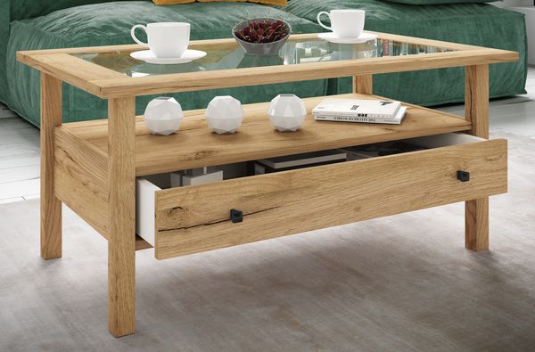 Produktbild: Holz Sofatisch Couchtisch Schublade Lingis L