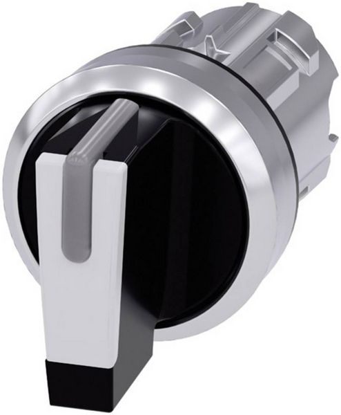 Produktbild: Siemens 3SU10522BL600AA0 3SU1052-2BL60-0AA0 Knebelschalter Frontring Metall, Hochglanz Schwarz, Wei&szlig; 2 x 45 &deg; 1 St.