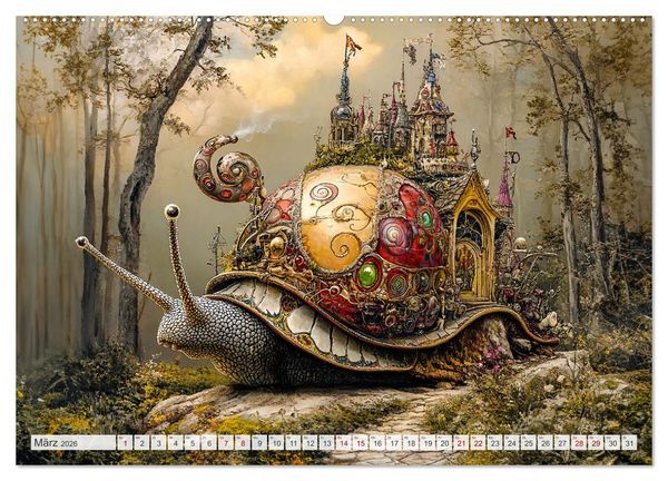 Produktbild: Magische Wesen im Zauberland - Fantasie-Tiere im Steampunk-Kalender (Wandkalender 2026 DIN A2 quer), CALVENDO Monatskalender