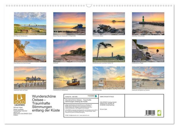 Produktbild: Wundersch&ouml;ne Ostsee - Traumhafte Stimmungen entlang der K&uuml;ste (Wandkalender 2026 DIN A2 quer), CALVENDO Monatskalender
