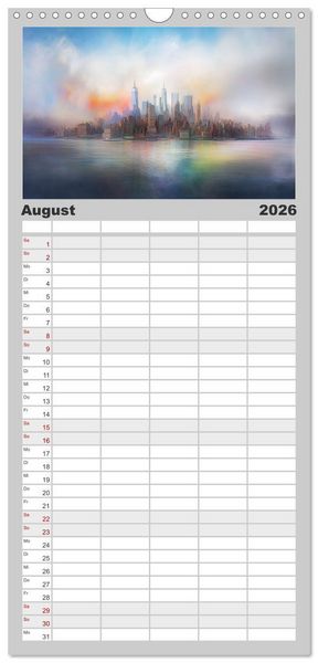 Produktbild: Familienplaner 2026 - Fantasiest&auml;dte mit 5 Spalten (Wandkalender, 21 x 45 cm) CALVENDO