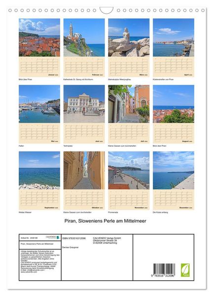 Produktbild: Piran, Sloweniens Perle am Mittelmeer (Wandkalender 2026 DIN A3 hoch), CALVENDO Monatskalender