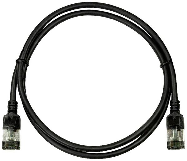 Produktbild: LogiLink CQ9033S RJ45 Patchkabel CAT 6a U/FTP 1.00m Schwarz extrem d&uuml;nn, Flammwidrig, Flexibel, Folienschirm, Halogenfrei, mit
