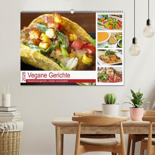Produktbild: Vegane Gerichte. Abwechslungsreich, kreativ und k&ouml;stlich (Wandkalender 2026 DIN A2 quer), CALVENDO Monatskalender