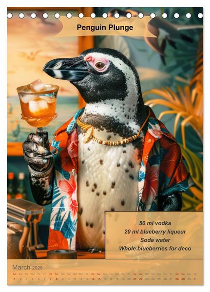 Produktbild: Animal cocktail creations for bartenders (Desk Calendar 2026 DIN A5 portrait), CALVENDO 12 Month DeskCalendar