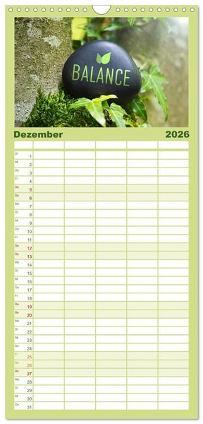 Produktbild: Familienplaner 2026 - SPIRIT OF ZEN Meditation mit 5 Spalten (Wandkalender, 21 x 45 cm) CALVENDO