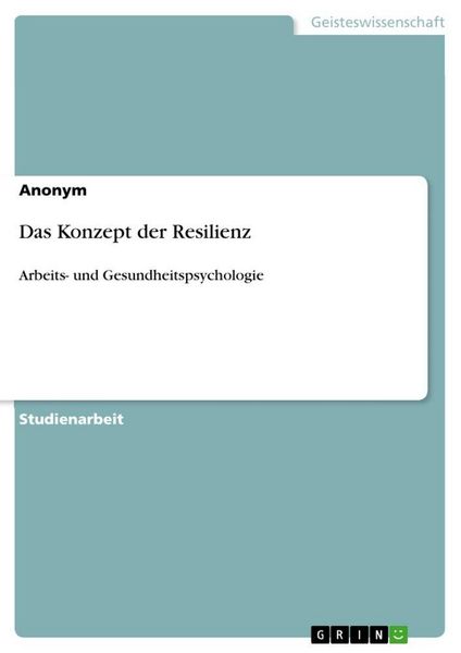 Produktbild: Das Konzept der Resilienz