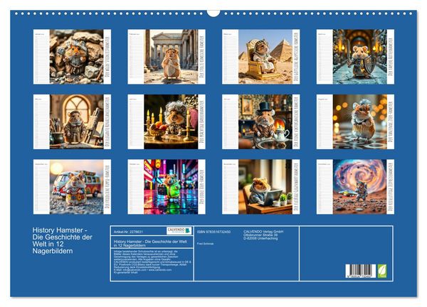 Produktbild: History Hamster - Die Geschichte der Welt in 12 Nagerbildern (Wandkalender 2026 DIN A2 quer), CALVENDO Monatskalender