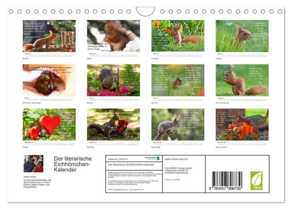 Produktbild: Der literarische Eichh&ouml;rnchen-Kalender (Wandkalender 2026 DIN A4 quer), CALVENDO Monatskalender