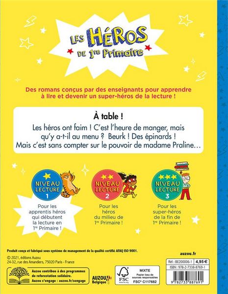 Produktbild: Les h&eacute;ros de 1re primaire. A table ! : niveau lecture 1