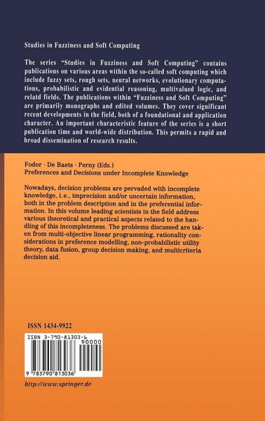 Produktbild: Preferences and Decisions under Incomplete Knowledge