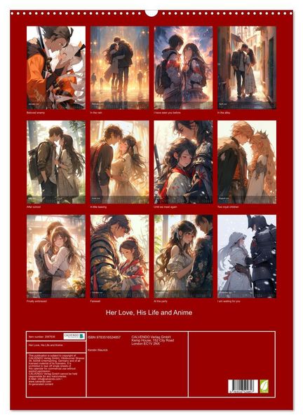 Produktbild: Her Love, His Life and Anime (Wall Calendar 2026 DIN A2 portrait), CALVENDO 12 Month Wall Calendar