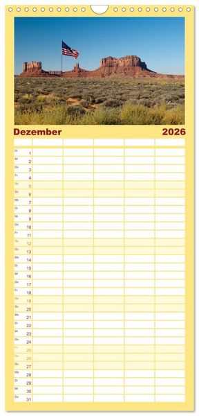 Produktbild: Familienplaner 2026 - Monument Valley mit 5 Spalten (Wandkalender, 21 x 45 cm) CALVENDO