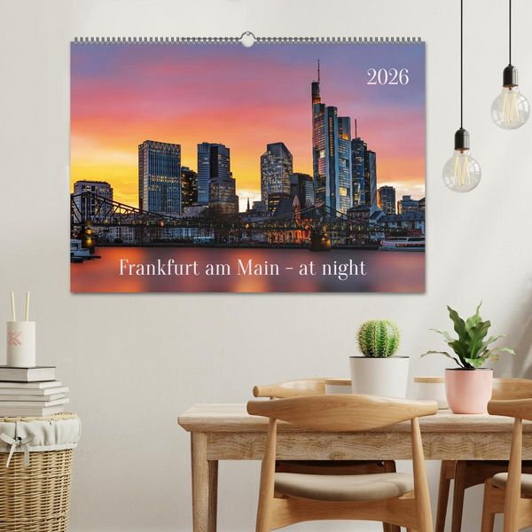 Produktbild: Frankfurt am Main - at night (Wandkalender 2026 DIN A2 quer), CALVENDO Monatskalender