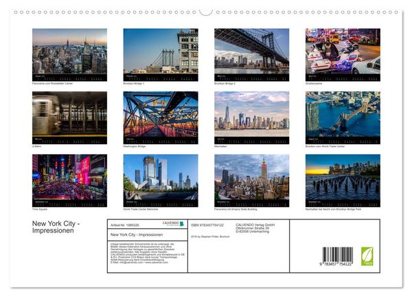 Produktbild: New York City - Impressionen (hochwertiger Premium Wandkalender 2026 DIN A2 quer), Kunstdruck in Hochglanz