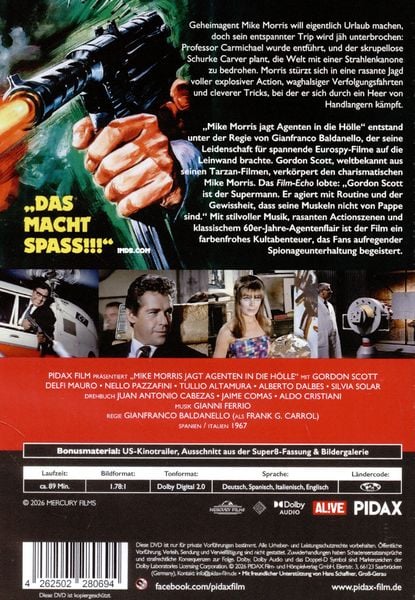 Produktbild: Mike Morris jagt Agenten in die H&ouml;lle (Nido De Esp&iacute;as) / Kultiger Eurospy mit Tarzan-Darsteller Gordon Scott (Pidax Film-Klassiker)