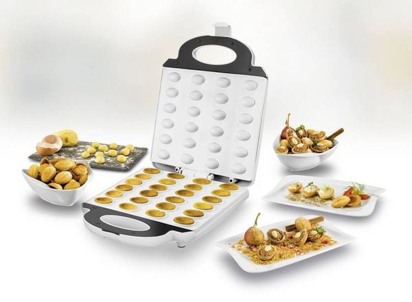 Produktbild: Unold Zaubernuss Waffeleisen Kontrollleuchte, klappbar, Antihaftbeschichtung Wei&szlig;, Edelstahl