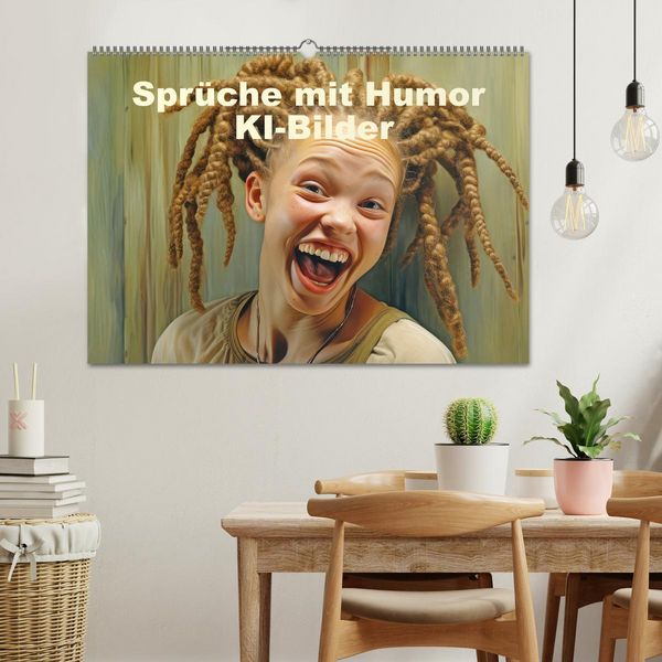 Produktbild: Spr&uuml;che mit Humor - KI-Bilder (Wandkalender 2026 DIN A2 quer), CALVENDO Monatskalender