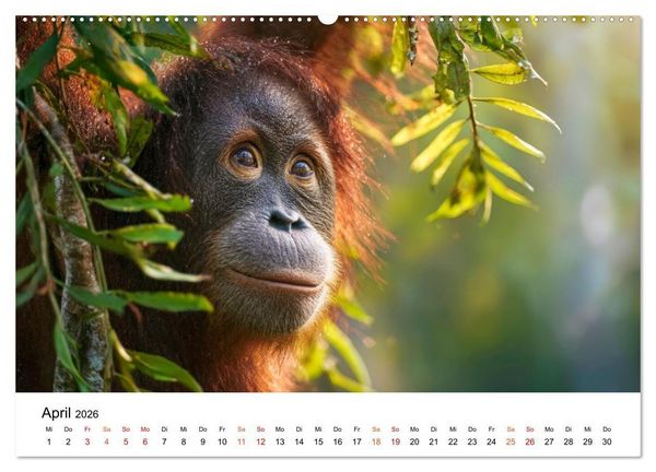 Produktbild: Orang Utans - Leben in den Baumkronen (hochwertiger Premium Wandkalender 2026 DIN A2 quer), Kunstdruck in Hochglanz