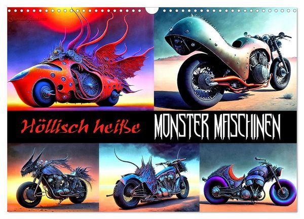 Höllisch heiße Monster Maschinen (Wandkalender 2026 DIN A3 quer), CALVENDO Monatskalender