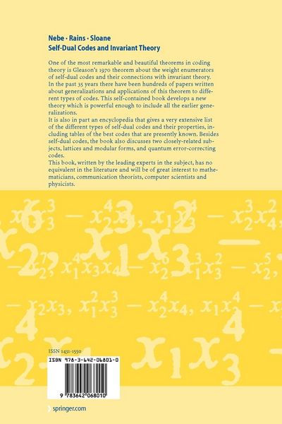 Produktbild: Self-Dual Codes and Invariant Theory