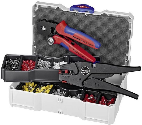 Produktbild: Knipex 97 90 10 Crimpzange Aderendh&uuml;lsen 0.08 bis 10 mm&sup2; Inkl. Abisolierzange, Inkl. Aderendh&uuml;lsensortiment im Koffer