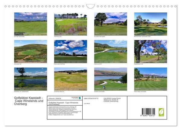 Produktbild: Golfpl&auml;tze Kapstadt - Cape Winelands und Overberg (Wandkalender 2026 DIN A3 quer), CALVENDO Monatskalender