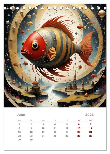 Produktbild: The adventures of the steel fish (Desk Calendar 2026 DIN A5 portrait), CALVENDO 12 Month DeskCalendar
