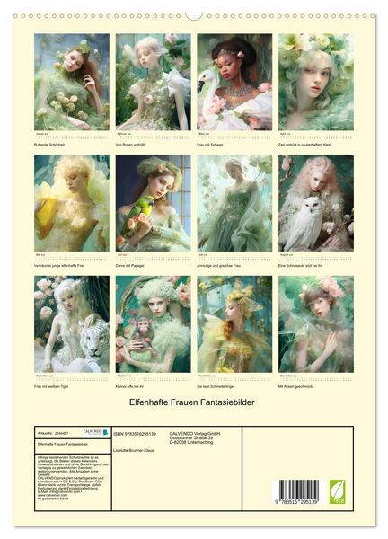 Produktbild: Elfenhafte Frauen Fantasiebilder (hochwertiger Premium Wandkalender 2026 DIN A2 hoch), Kunstdruck in Hochglanz