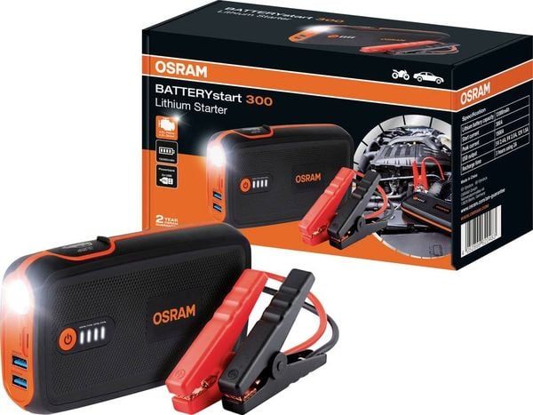 OSRAM Schnellstartsystem BATTERYstart 300 OBSL300 Starthilfestrom (12 V)=300 A USB-Steckdose 2x