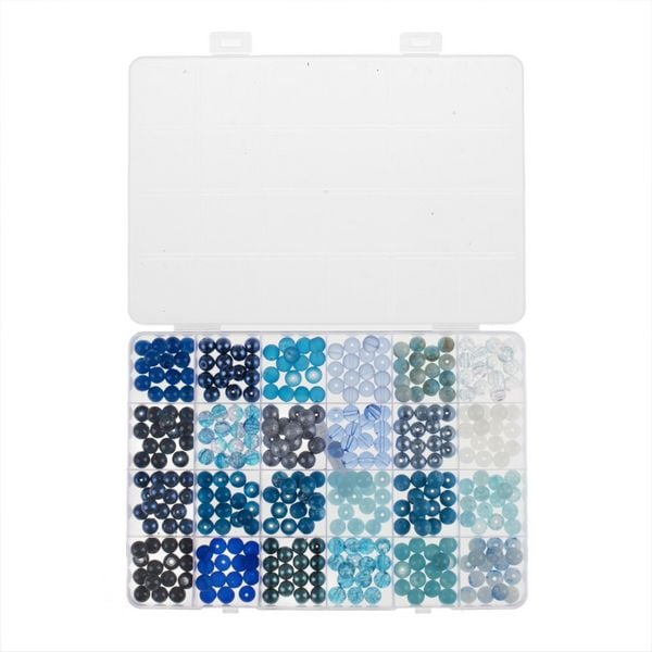 Produktbild: Glasperlen-Schmuckset blau sortiert
