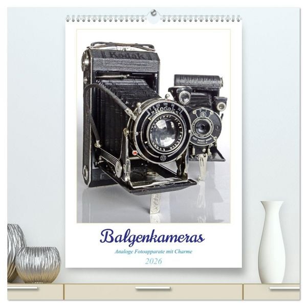 Balgenkameras - Analoge Fotoapparate mit Charme (hochwertiger Premium Wandkalender 2026 DIN A2 hoch), Kunstdruck in Hochglanz