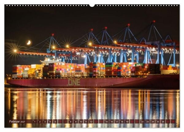 Produktbild: Magic Nights Containerschiffe (hochwertiger Premium Wandkalender 2027 DIN A2 quer), Kunstdruck in Hochglanz