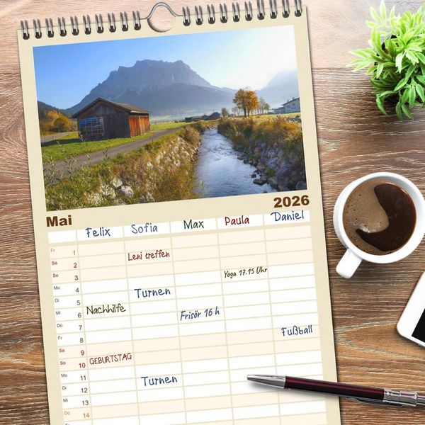 Produktbild: Familienplaner 2026 - Zauber der Zugspitze mit 5 Spalten (Wandkalender, 21 x 45 cm) CALVENDO