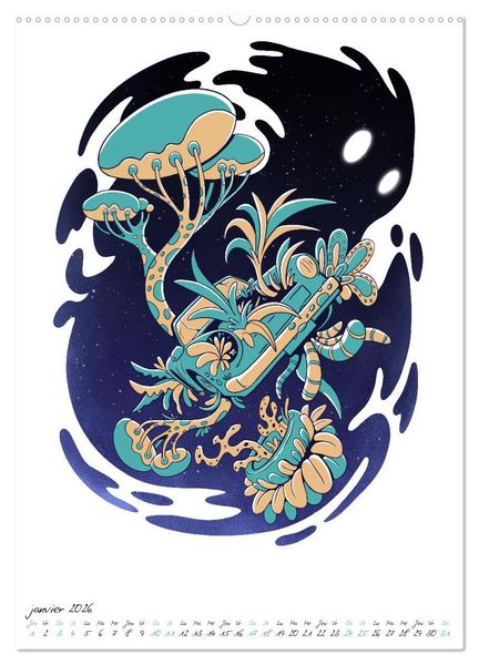 Produktbild: Plantes spatiales extraterrestres (Calendrier mural 2026 DIN A2 horizontal) calendrier de bureau