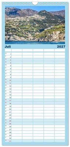 Produktbild: Familienplaner 2027 - Amalfi - Traumhafte K&uuml;ste zwischen Himmel und Meer mit 5 Spalten (Wandkalender, 21 x 45 cm) CALVENDO