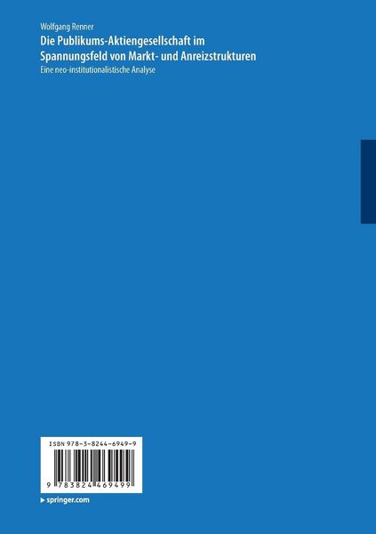Produktbild: Die Publikums-Aktiengesellschaft im Spannungsfeld von Markt- und Anreizstrukturen