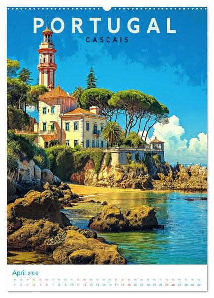Produktbild: Portugal - Old School Poster Style (Wandkalender 2026 DIN A2 hoch), CALVENDO Monatskalender