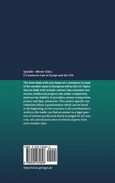 Produktbild: E-Commerce Law in Europe and the USA