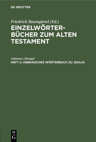 Produktbild: Hebr&auml;isches W&ouml;rterbuch zu Jesaja