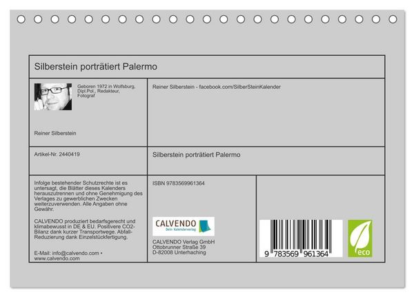 Produktbild: Silberstein portr&auml;tiert Palermo (Tischkalender 2027 DIN A5 quer), CALVENDO Monatskalender
