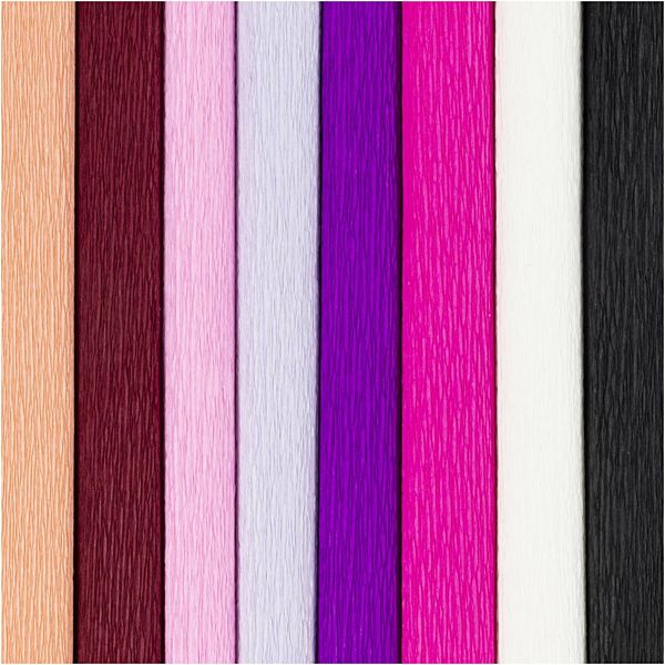 Produktbild: Creativ Company Krepppapier, Blatt 25x60 cm, Kreppanteil: 180%, 105 g, Harmonie in Lila-Pink, 8 Blatt