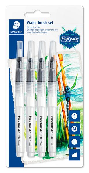 Produktbild: STAEDTLER Wasserpinsel rund fein, rund medium, rund gro&szlig;, Keilspitze, 4er Set