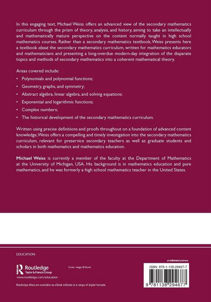 Produktbild: Secondary Mathematics for Mathematicians and Educators