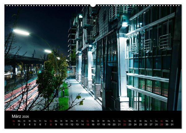 Produktbild: hamburg - night views (Wandkalender 2026 DIN A2 quer), CALVENDO Monatskalender