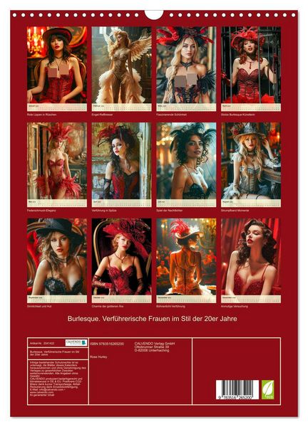 Produktbild: Burlesque. Verf&uuml;hrerische Frauen im Stil der 20er Jahre (Wandkalender 2026 DIN A3 hoch), CALVENDO Monatskalender