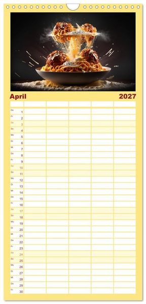 Produktbild: Familienplaner 2027 - Italienische Gerichte mit 5 Spalten (Wandkalender, 21 x 45 cm) CALVENDO